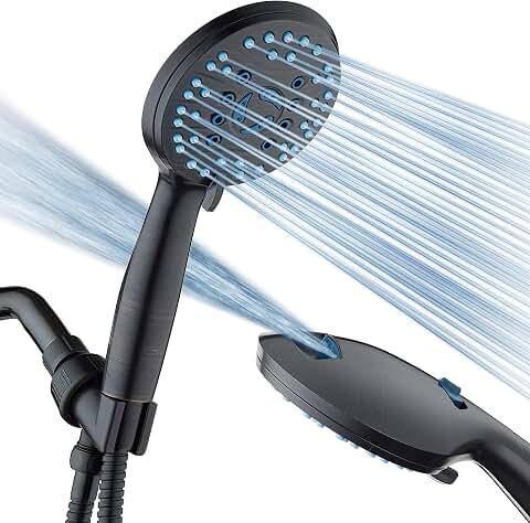 Hotel Spa AquaCare High Pressure 8-mode Handheld Shower Head - Anti-clog Nozzles, Built-in Power Wash to Cl