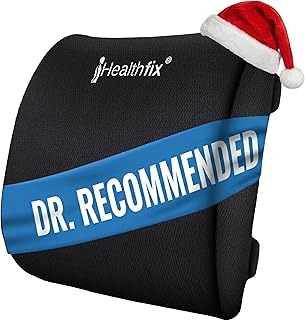 Healthfix® Ergonomic Lumbar Support Pillow – Expertly Designed in Germany – Improves Posture & Relieves Back Pain – Memory Foam Back Cushion for Office Chair & Couch - Medium (130–200 lbs)