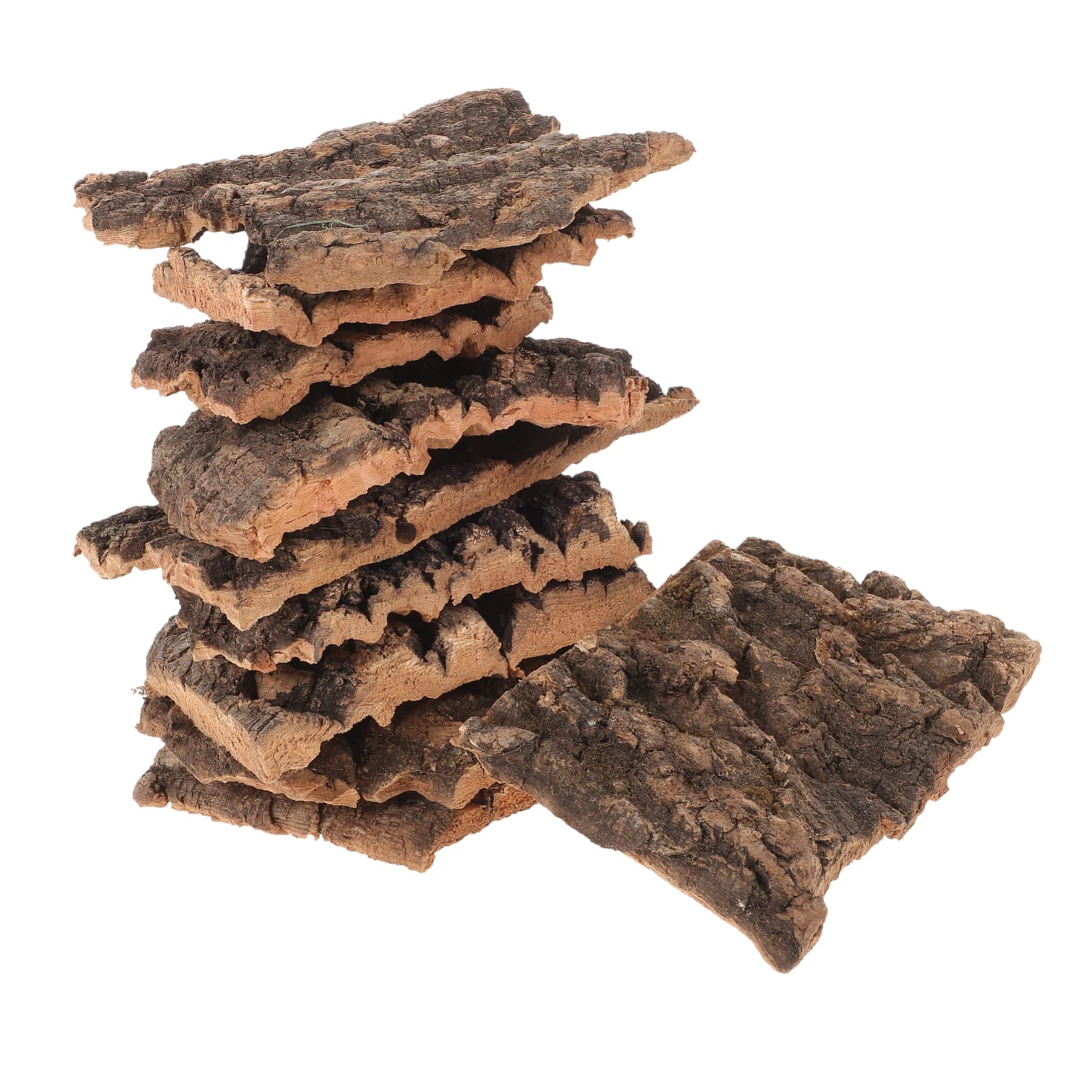 Mipcase 10pcs Cork Bark for Terrarium Reptile Tank Decor Turtle Platform Natural Reptile Tree Bark Set