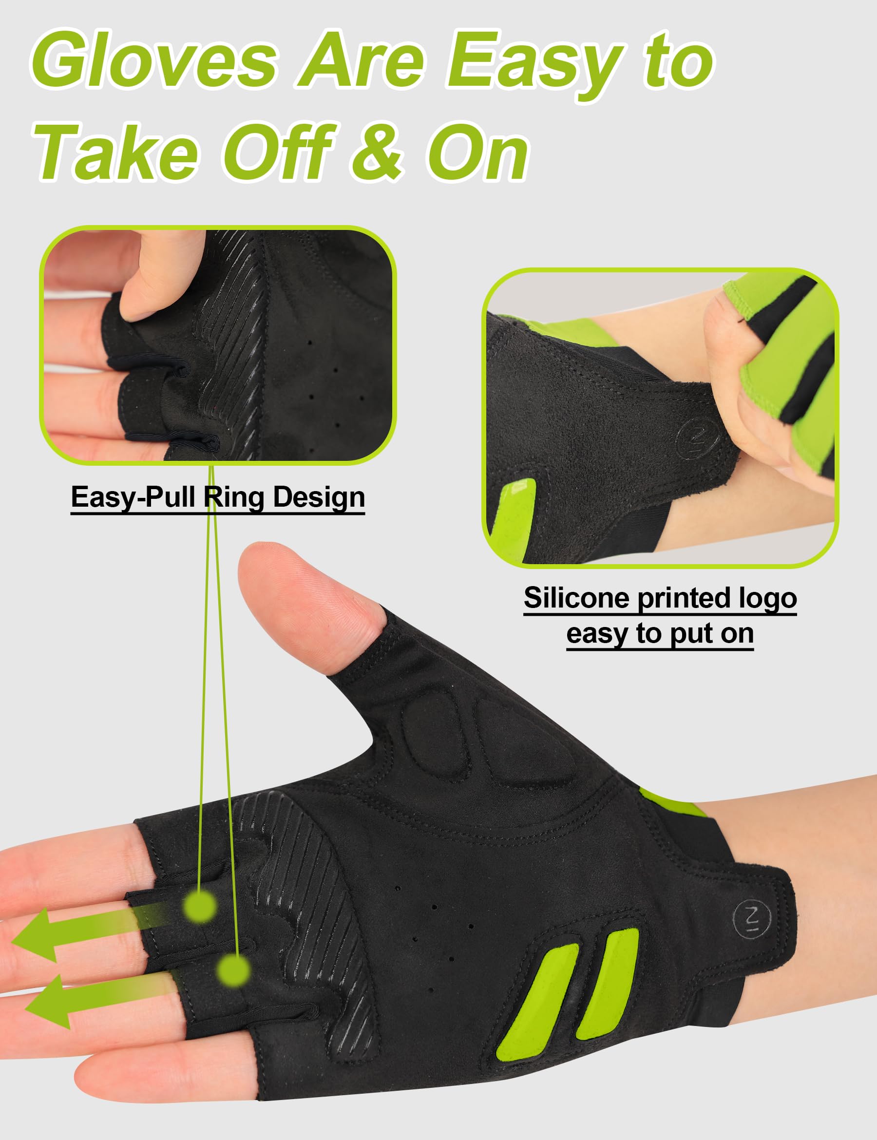 INBIKE Guantes de Ciclismo de los Hombres de Medio Dedo a Prueba de Golpes de Verano elástico Transpirable Reflectante C208
