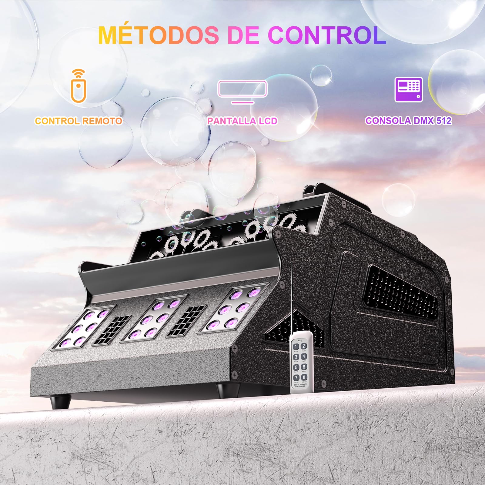 Máquina de Humo con Remoto 1500W Máquina de Niebla de Burbujas Automática Máquina de Burbujas para Fiestas Al Aire Libre Bodas Halloween Vacaciones Bodas Fiestas de cumpleaños