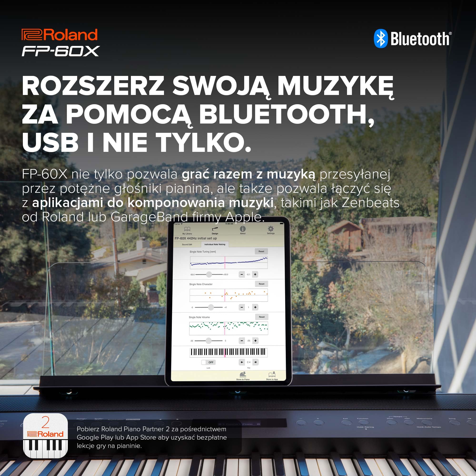 Roland FP-60X Cyfrowe pianino – 88-klawiszowa klawiatura elektroniczna, przenośne pianino o doskonałej jakości, czarne