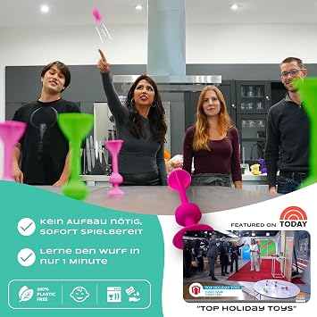 TOSSIT Game Suction Cup Darts Indoor Outdoor Indoor Outdoor Boccia Petanque Throwing Game Sustainable Durable Silicone Floor or Wall Family Pack Pink Blue Purple Green