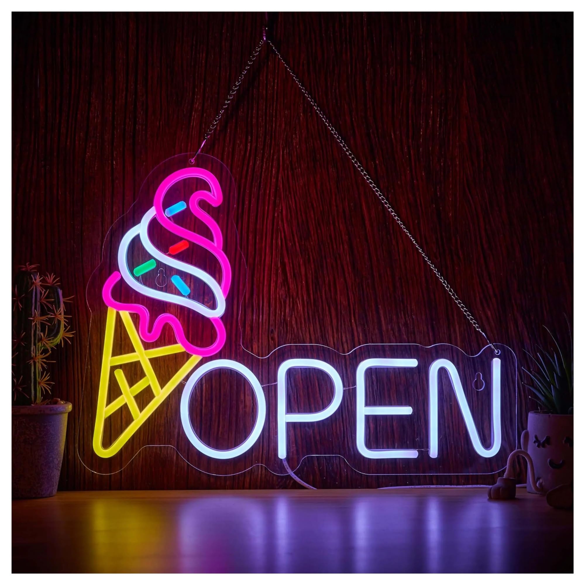 Insegna al Neon Insegne Al Neon Per Camioncini Dei Gelati Alimentate Tramite USB, Luci Al Neon Per Dessert Adatte Per Negozi Di Dolciumi 33cmx43cm