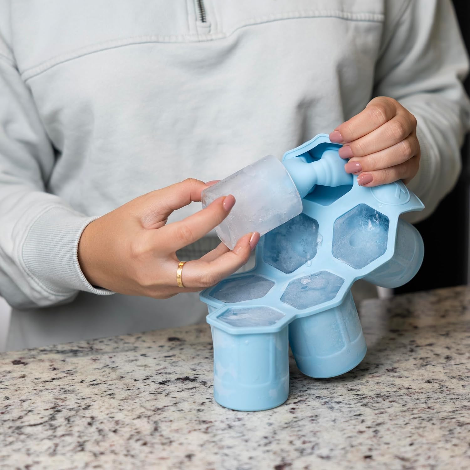 Outset Silicone Hexagon Ice Shot Mold, 6 Glass Capacity