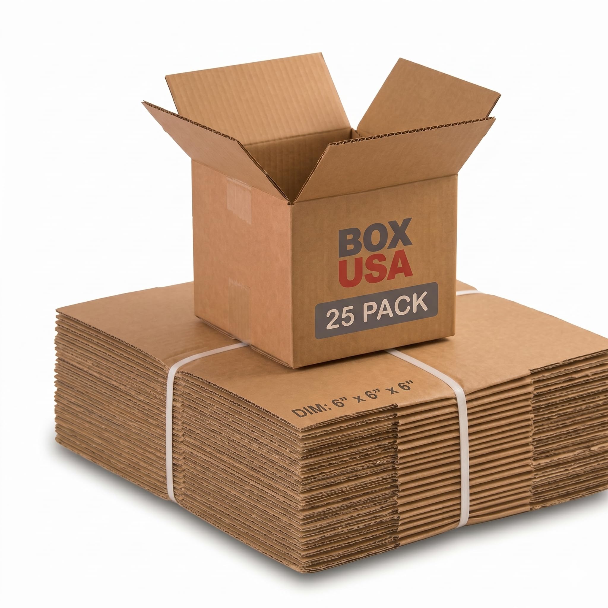 BOX USA Small Shipping Boxes Holds 65lbs, 6x6x6 25-Pk Shipping