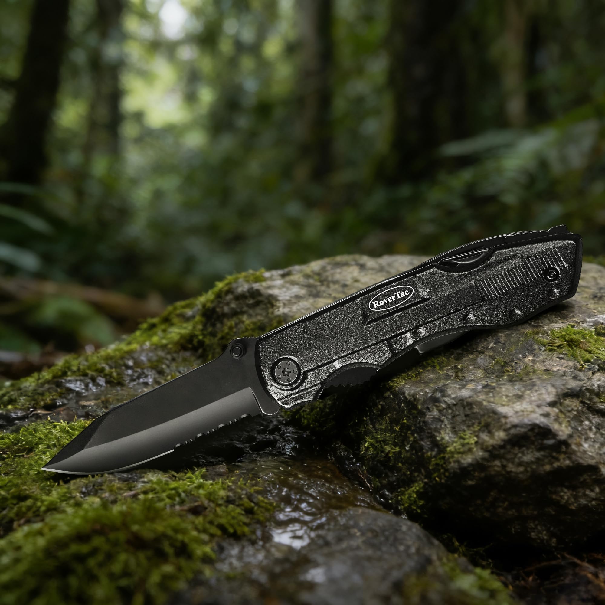 RoverTac Multitool scyzoryk dla mężczyzn, prezent: składany nóż survivalowy, nóż kempingowy, szczypce, otwieracz do puszek, zestaw 9 śrubokrętów, z zamkiem zabezpieczającym, nylonowa pochwa, prezent