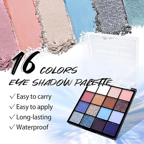 Miniatura 3 de YBUETE Paleta de sombra de ojos de 16 colores  Sombra de ojos mate y brillante, sombra de ojos de alta pigmentación impermeable de larga duración,