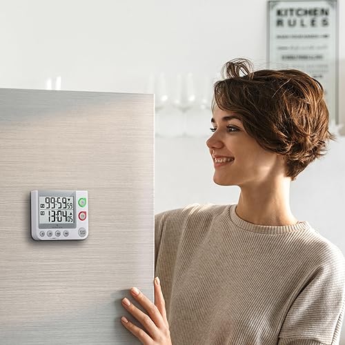 Miniatura 4 de Marathon TI030017P temporizador con pantalla grande, contador doble con cronómetro y cuenta atrás de 100 horas, Blanco