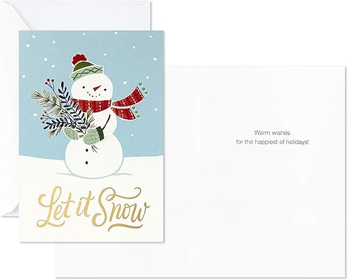 Miniatura 6 de Hallmark Surtido de tarjetas de Navidad en caja, Let it Snow (4 diseños, 12 tarjetas y sobres)