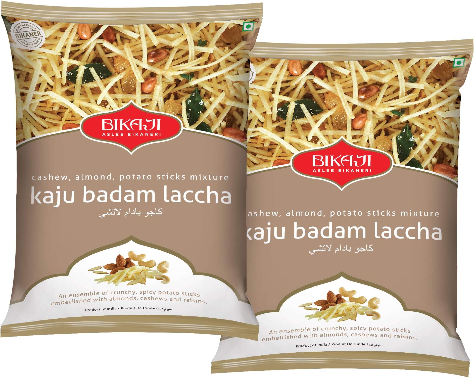 Bikaji Kaju Badam Laccha Cashew , Almond , Potato Sticks Mixture (150 Gm X 2)