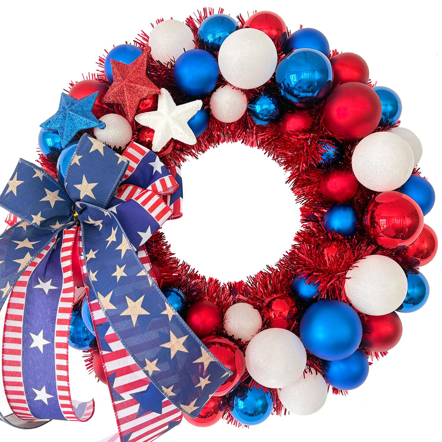 Couronne patriotique lumineuse 43 cm pour décorer votre entrée