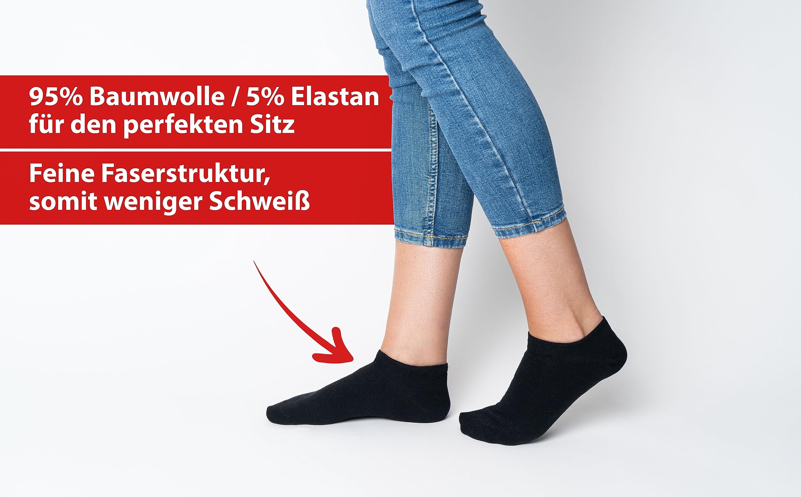 Kemes Skarpety męskie do sneakersów, rozmiary 43–46, czarne, 10 par, bawełna i elastan, krótkie skarpety, uniseks