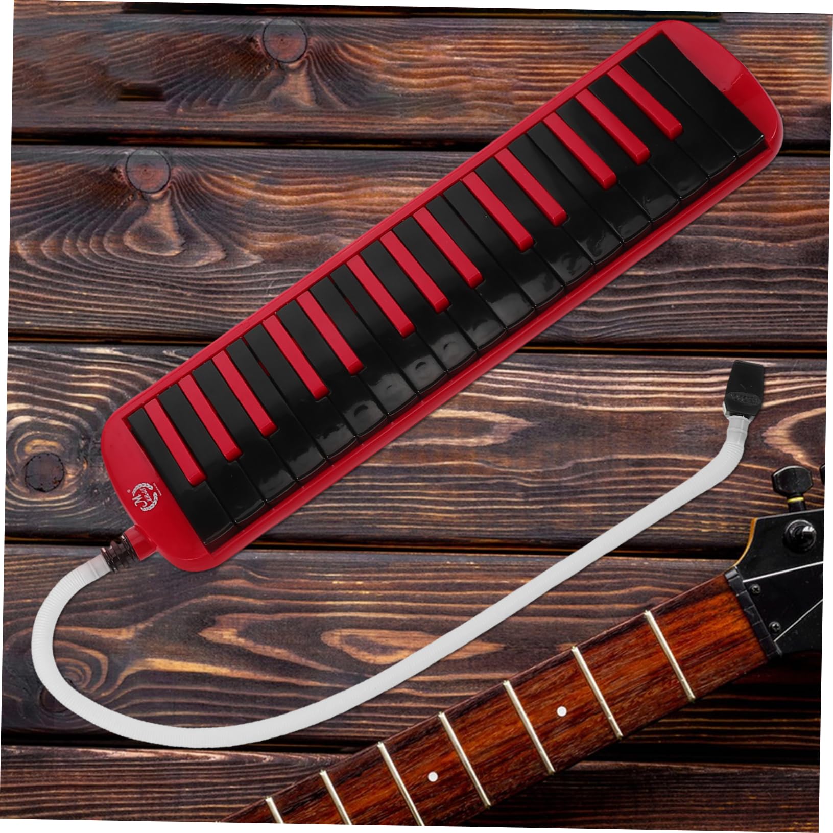 Melodica 32 Tasti Rosso Nero Strumento Musicale per Principianti | Abs e Piastra in Ottone, Bocchino e Tubo Inclusi, Borsa Eva per Trasporto e Custodia