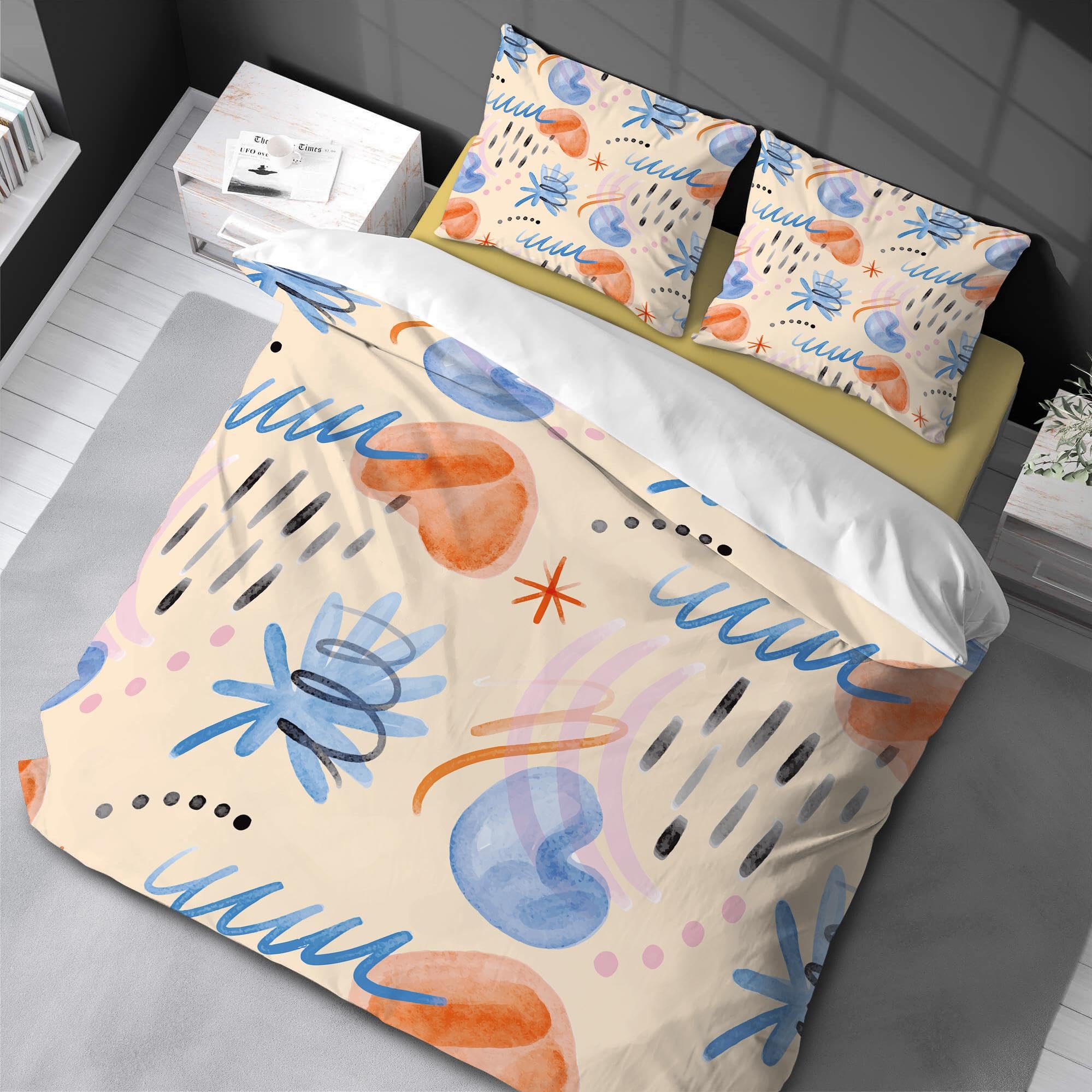 Housse de couette dessin animé 135x200 microfibre aquarelle