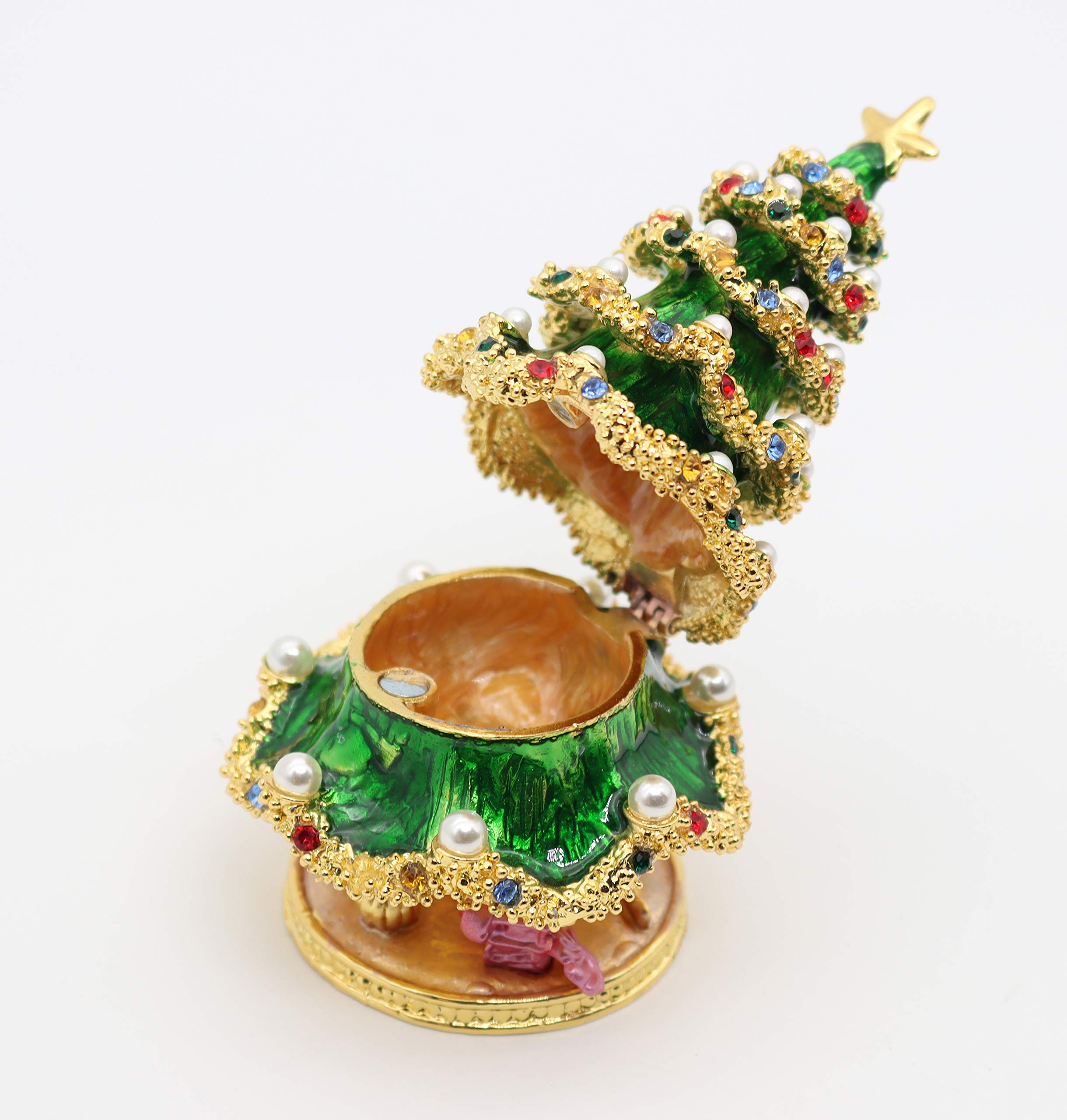 Amazon｜Wowagoga ミニエナメルクリスマスツリーヒンジ付き小物入れ