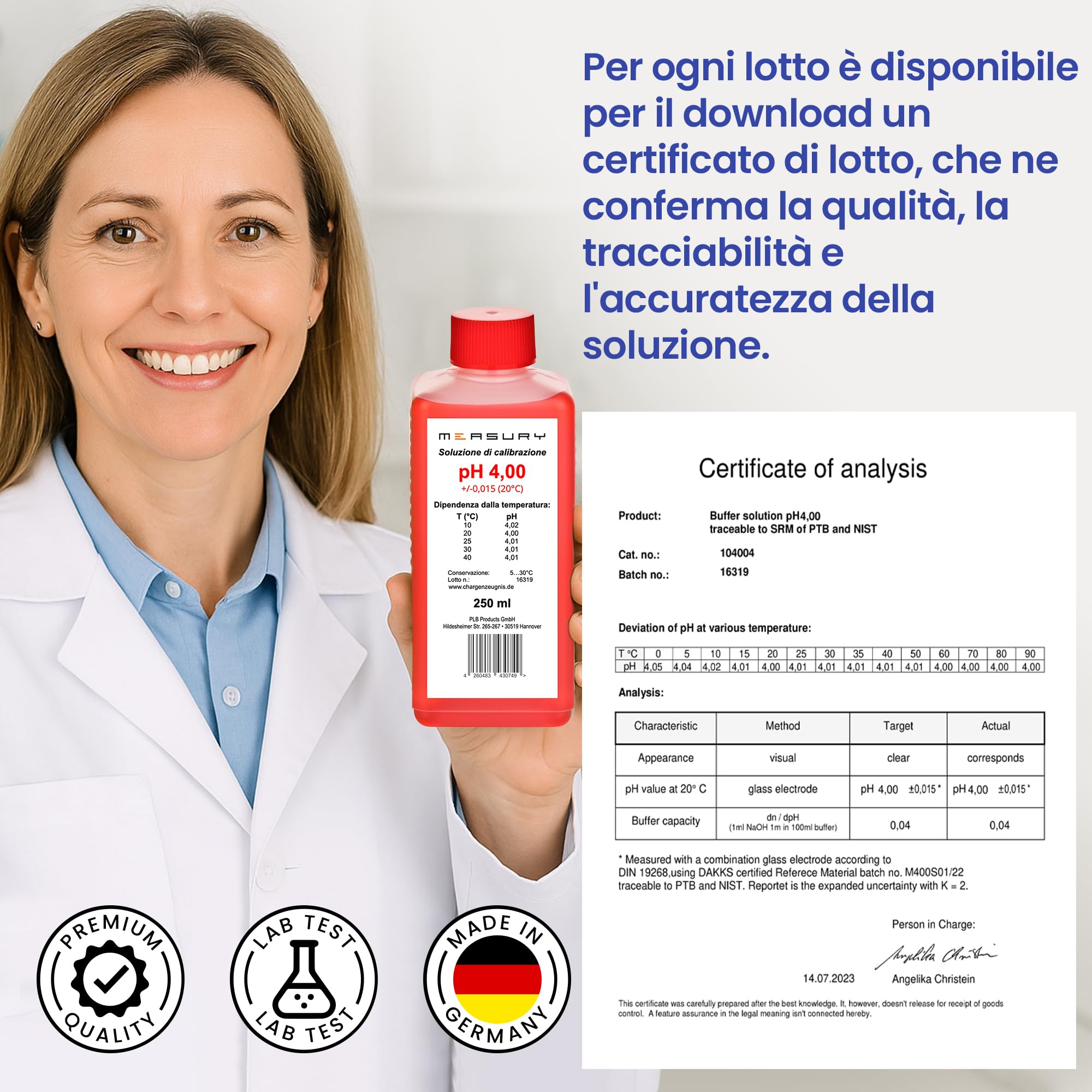 Measury Soluzione di Calibrazione del pH di 4.00 e 6.86, Soluzione Tampone di pH 250ml Ciascuno, Soluzione di Calibrazione Rosso/Verde, Liquido di Calibrazione Set di Liquido di Calibrazione