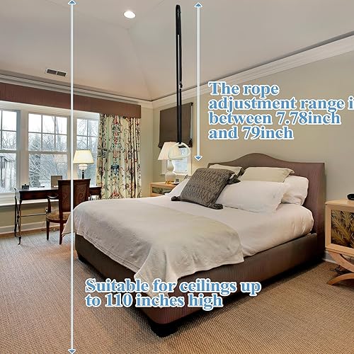 Miniatura 4 de Tandefio Juego de 2 juegos de barra montada en el techo, trapecio, soporte de escalera para cama, 2 placas de fijación de acero inoxidable, 8 pernos