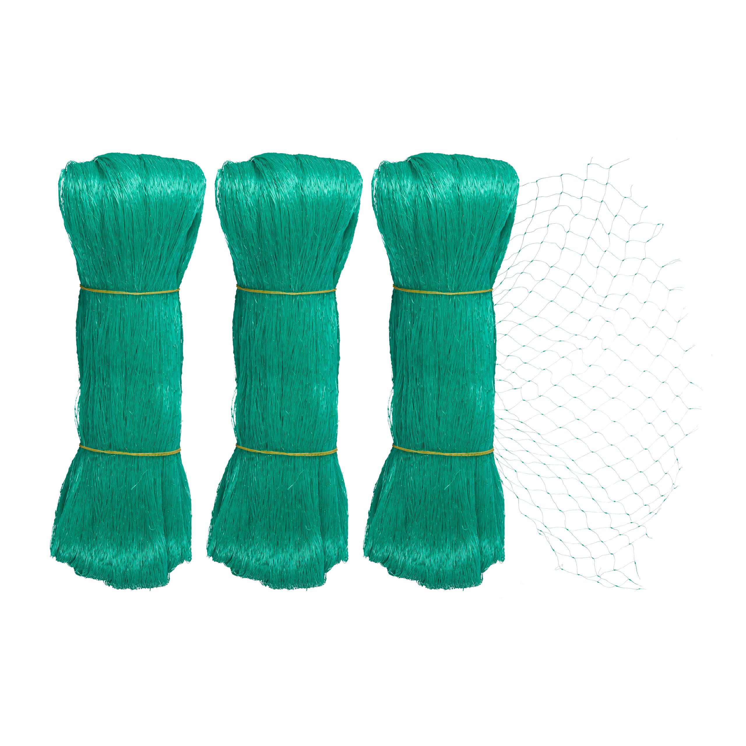 Relaxdays 3 Mallas Antipájaros, 10 x 4 m, Red Estrecha, 20x20 mm, Redes Antipalomas, Protectores Árboles, Verde