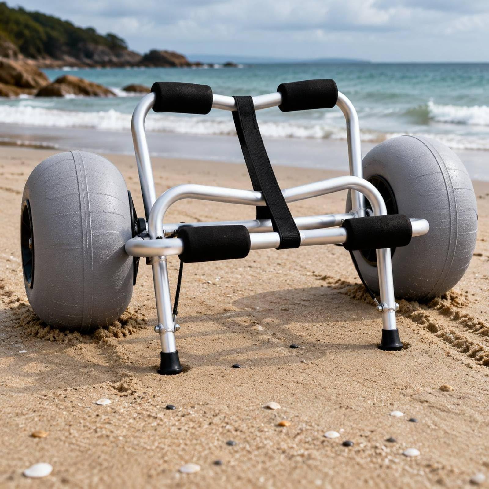 Carrello Kayak con Ruote Facile da Trasportare Carrello Porta Canoa Utilizzo su Sabbia e Ciottoli Attrezzatura Sportiva per Spiaggia, Mare, Molo, Y02011C, S