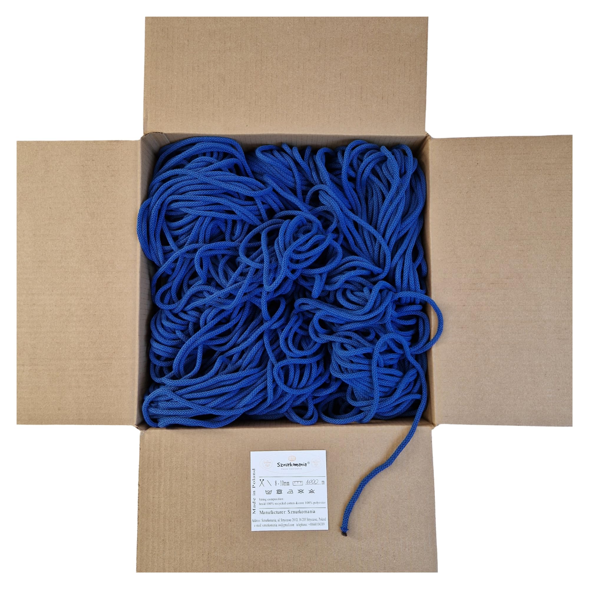 Cordon en coton 5mm de 1000m fil macramé bleuet tressé avec noyau