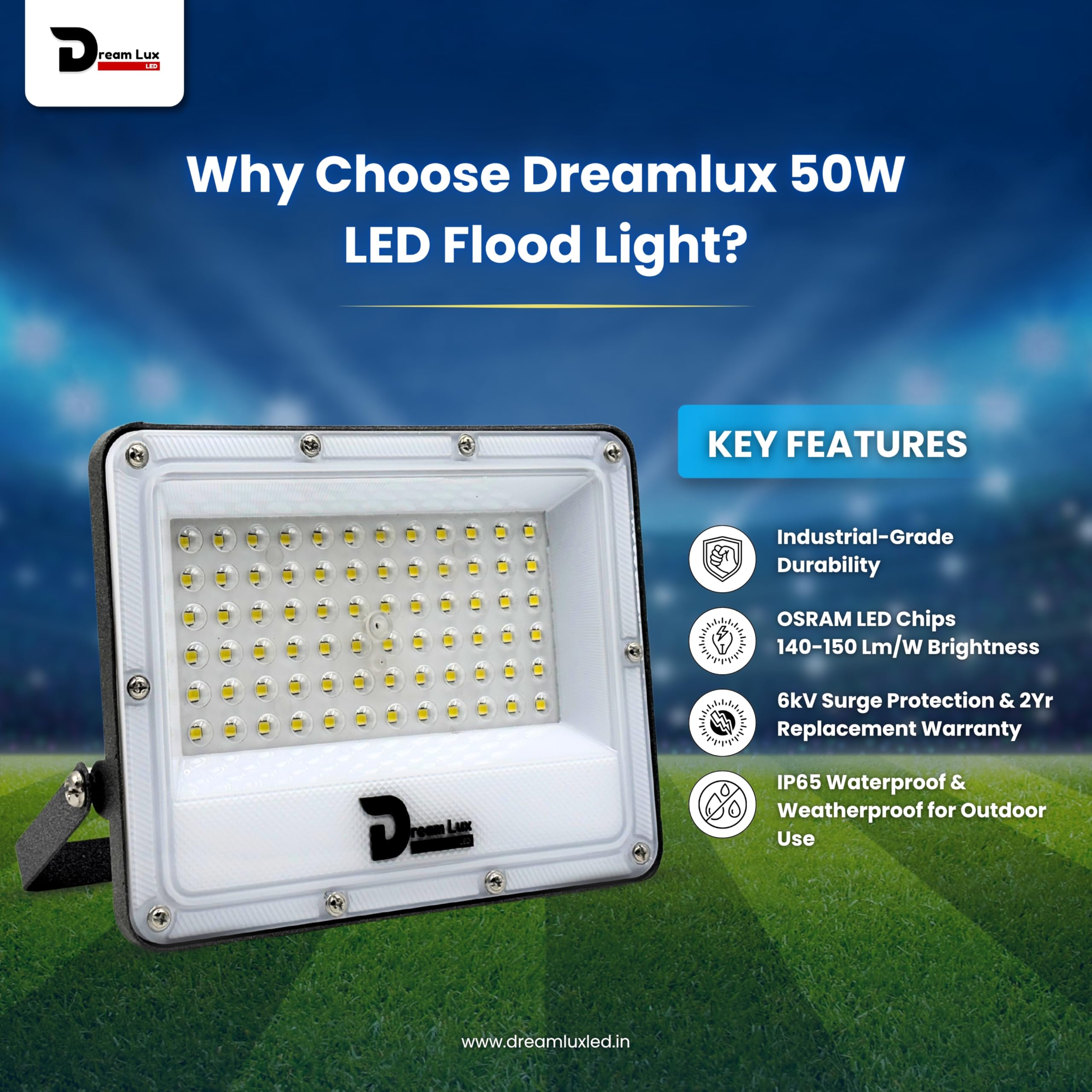 Dreamlux LED Flood Light - Waterproof Outdoor Security -5