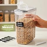 Kichly Boite de Rangement Cuisine (Lot de 4) - Plastique sans BPA - Bocaux Hermetiques Alimentaires en Scellée avec Couvercle - Conservation Farine, Sucre, Pates, Céréales, Riz, - 2