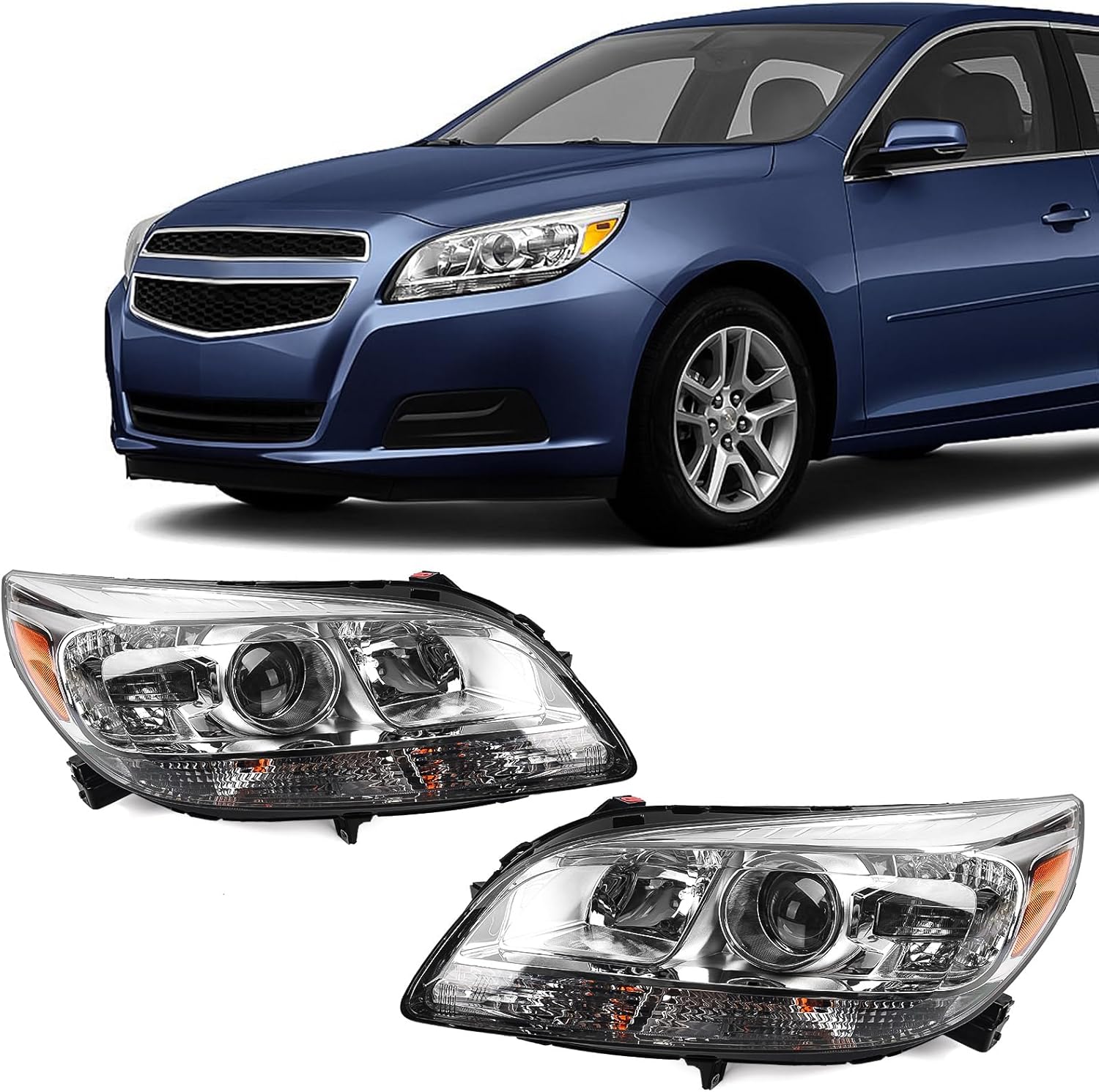 FIONE Headlight Assembly Compatible with Chevy Malibu 2013-2015 Projector/2016 Limited Replacement Halogen Headlamp Right Passenger Side 23294938 25919066 GM2503362