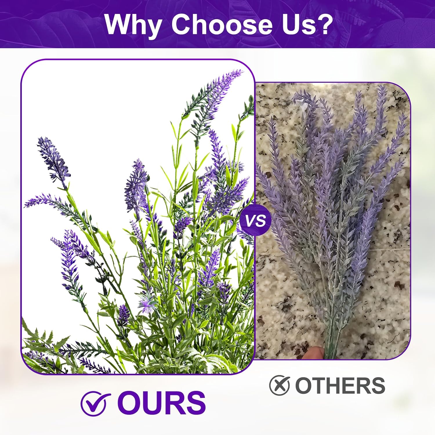 2 Bundles Artificial Lavender Flower Artificial Greenery Stems Fake Lavender Flower Plant Real Touch Silk Faux Plants Branches for Indoor Porch Patio Greenery Farmhouse Garden Office Decor (Type 1)