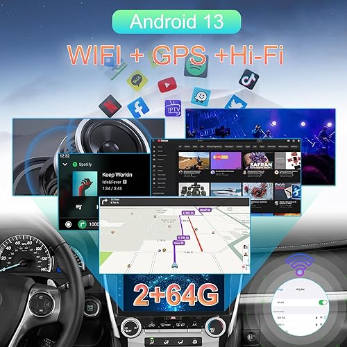 Miniatura 2 de NHOPEEW Radio de coche Android 13 de 2 GB+32 GB para Toyota Camry 2012 2013 2014 compatible con Apple Carplay y Android Auto, pantalla táctil de