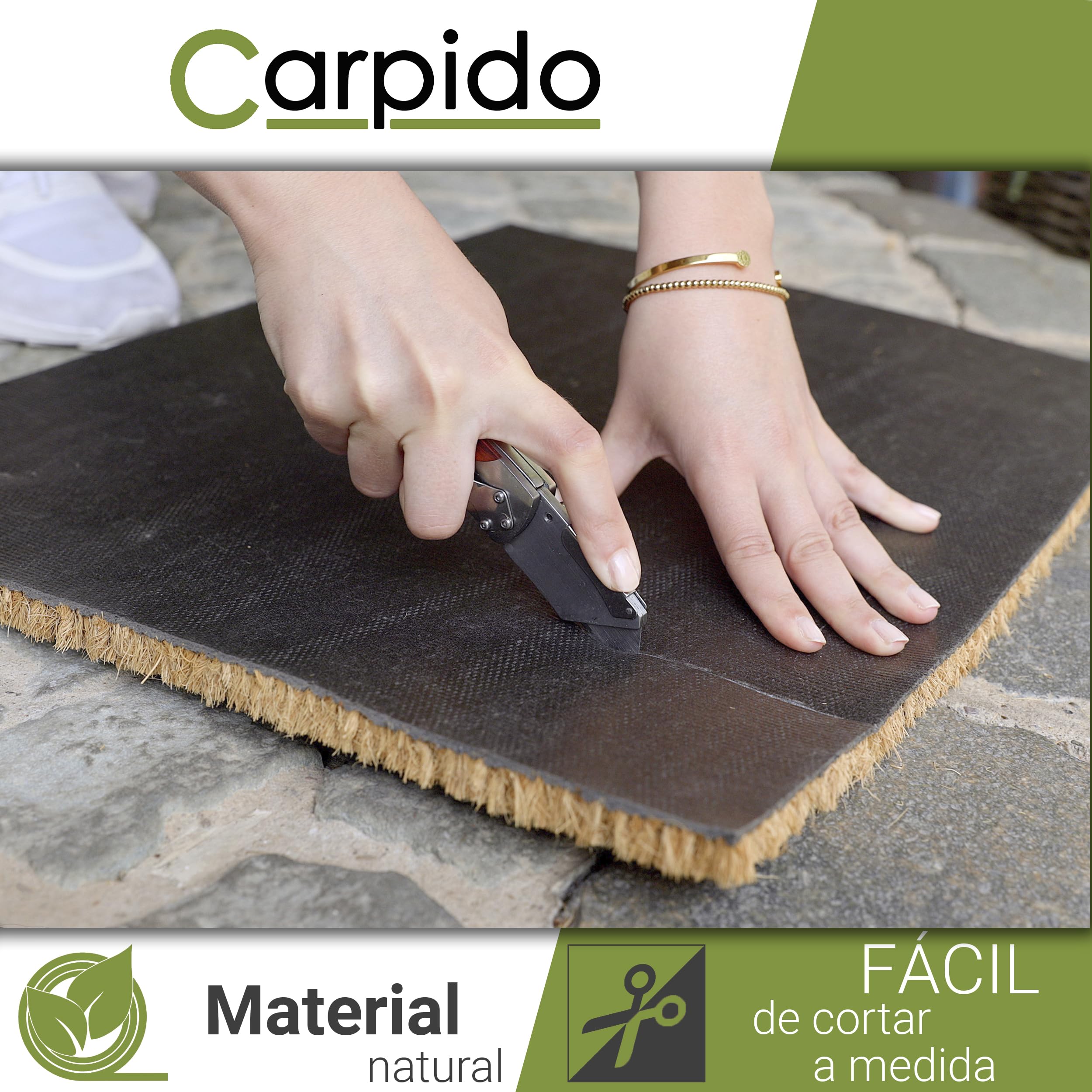 Carpido Felpudo Coco 100x100 cm Muy Resistente - 16mm Coco Estera Natural Antibacteriano - Felpudo rascador Estera Antipolvo Respetuoso con el Medio Ambiente