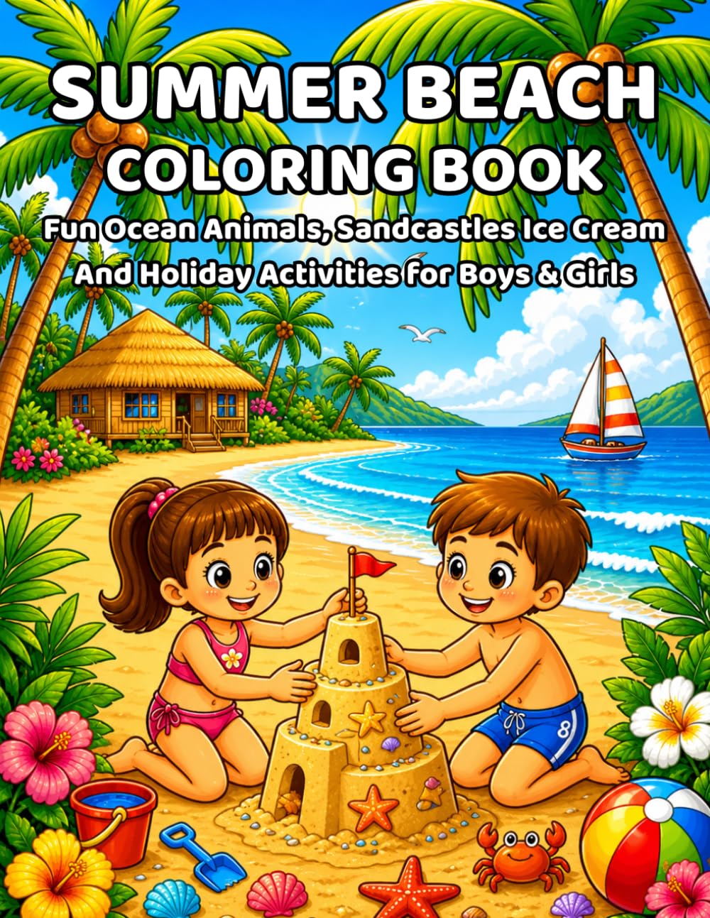 Summer Beach Coloring Book for Kids: Dive into a sunny world full of beach fun, sandcastles, and exciting summer adventures!