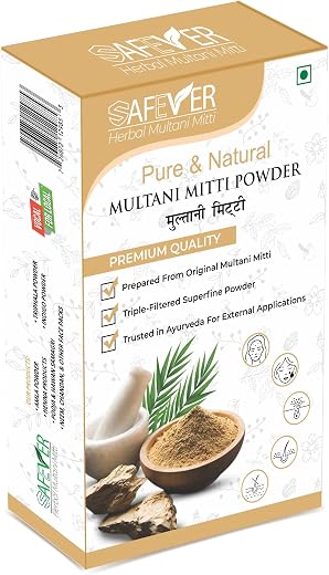 Safever Pure Multani Mitti Powder – 100% Natural Indian Fuller’s Earth for Face & Hair (1)