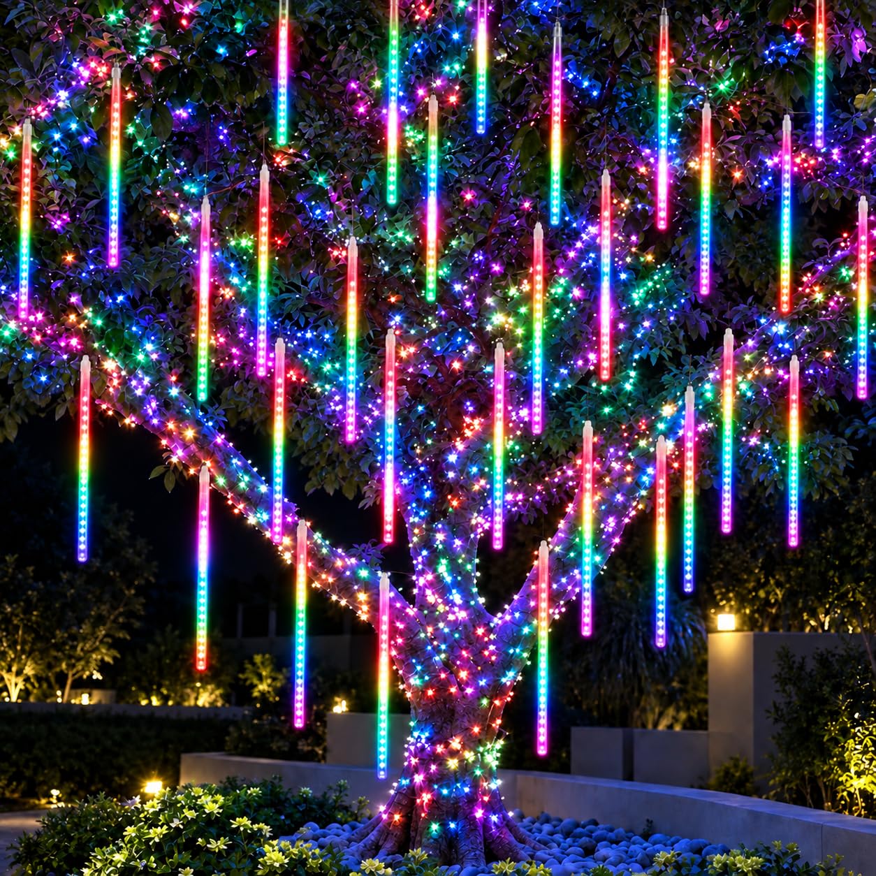AHUJA INTERNATIONAL Meteor Shower Rain Drop Lights 40 Inch RGB Multicolor, 8 Tubes Falling Lights for Outdoor & Indoor Decoration, Tree, Balcony, Garden, Diwali, Christmas, Wedding Decor (Pack of 1)-picture-19