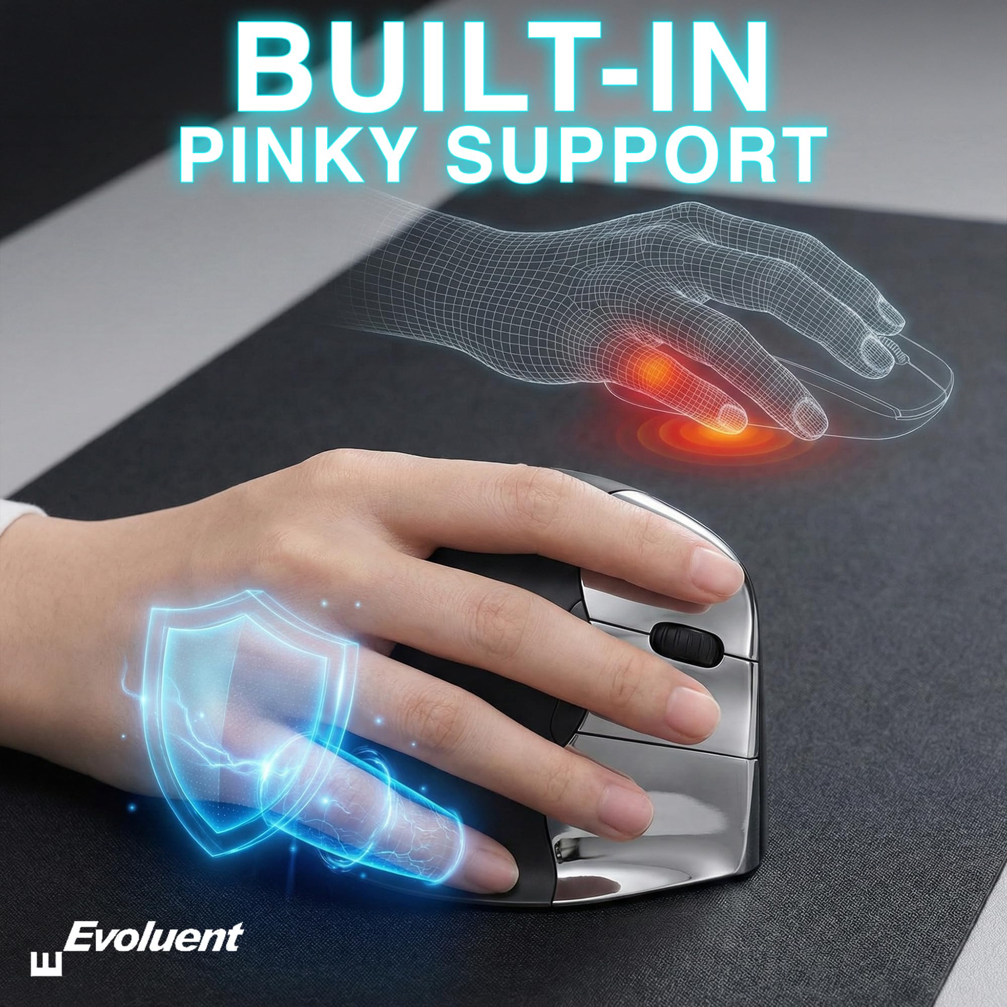 Evoluent – Inventor of The Vertical Mouse – VMC Vertical Ergonomic Mouse Wireless USB/Bluetooth Ergo Design for Right Hand M-L, Sculpted Comfort, 4 Speeds, Copy & Paste Buttons — view 6