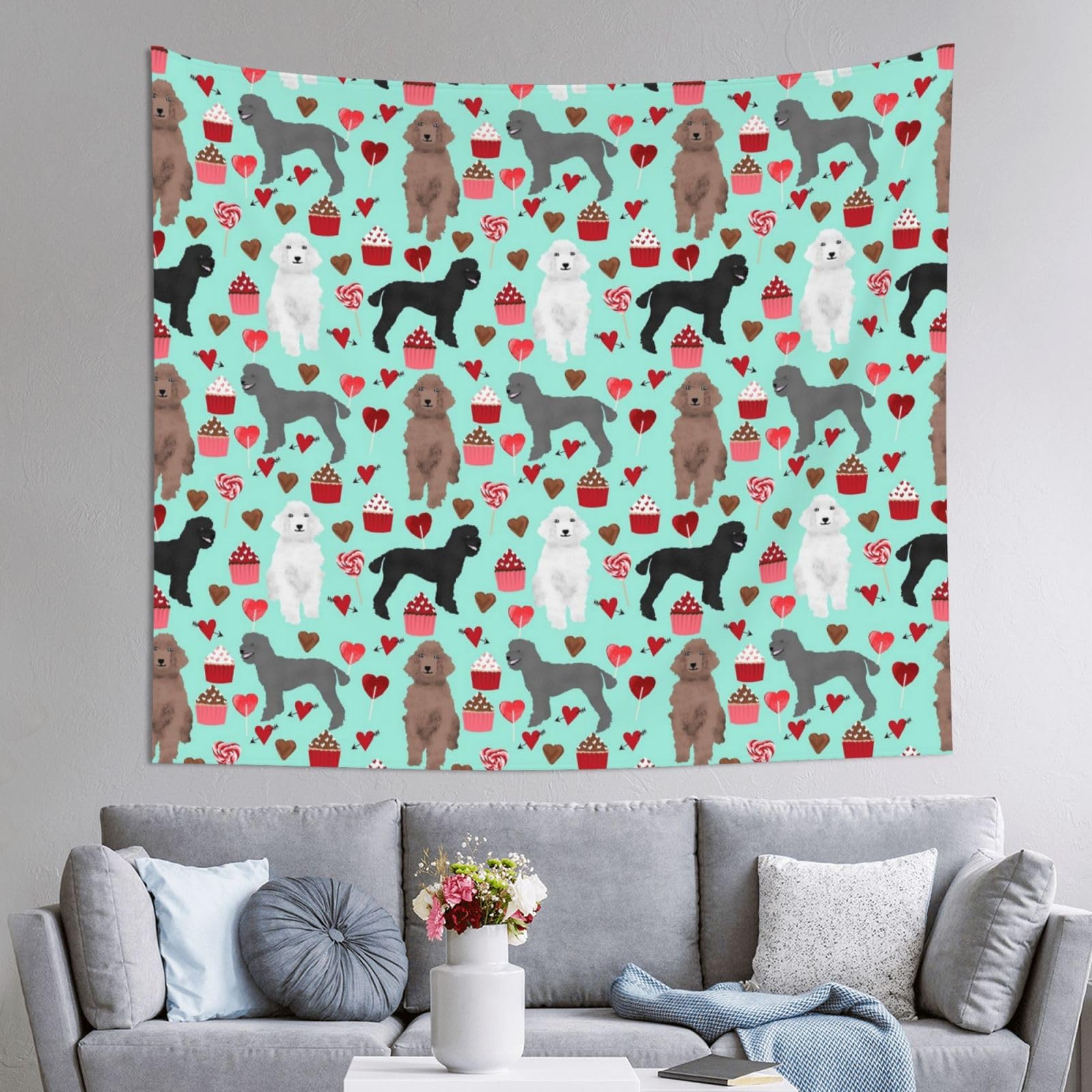 WKSGDSG Decoration Tapestry Wall Hanging For Bedroom, Poodles Dogs, 152x130cm Dorm Decor, Lightweight Easy Hang Wall Art For Living Room, Aesthetic Tapestries For Outdoor, Ceiling, Doorway, Camping