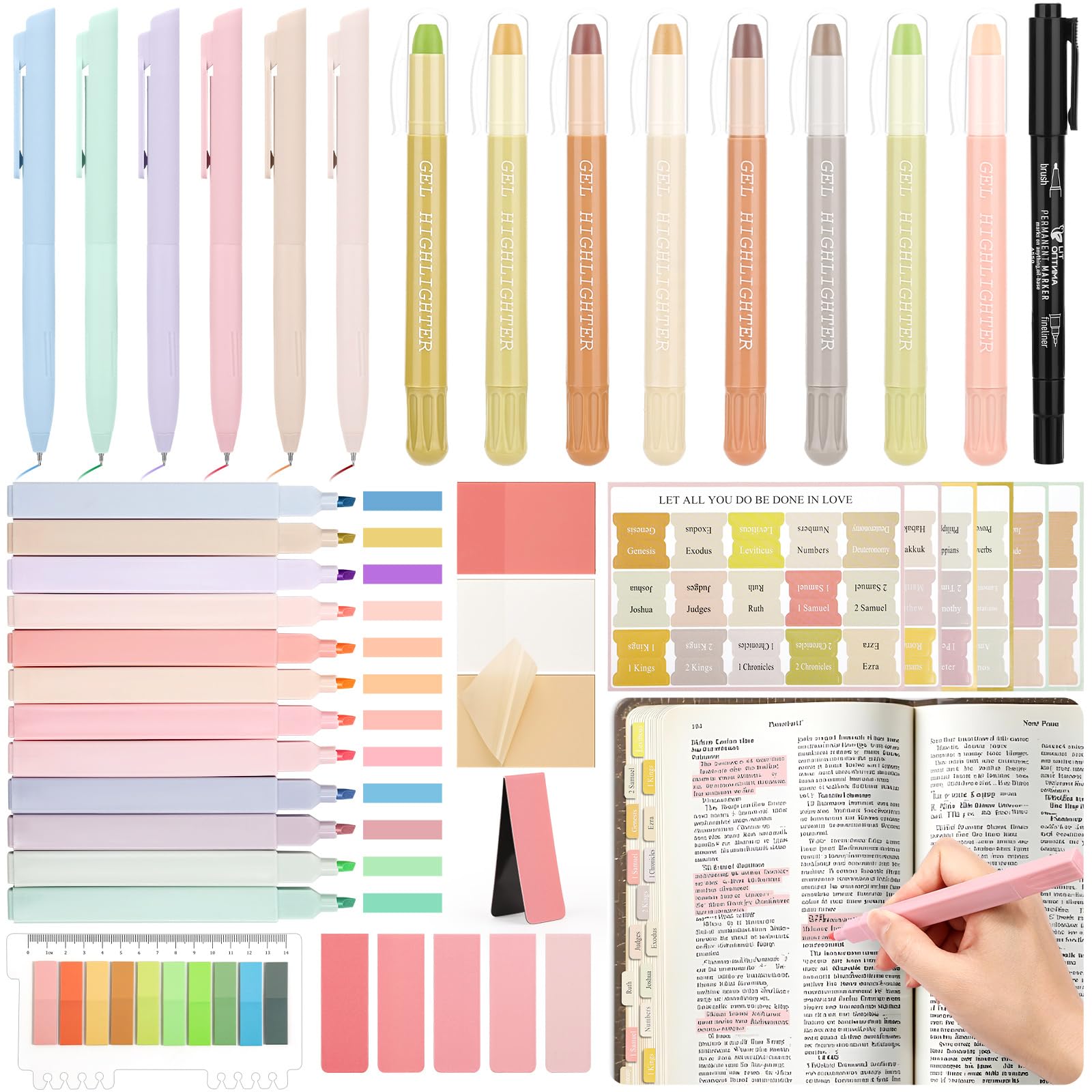 LifeisLuck Bible Journaling Kit, Bible Study Supplies Journaling Kit with Highlighters Marker Pens No Bleed Strip Index Tabs Bible Accessories Set for