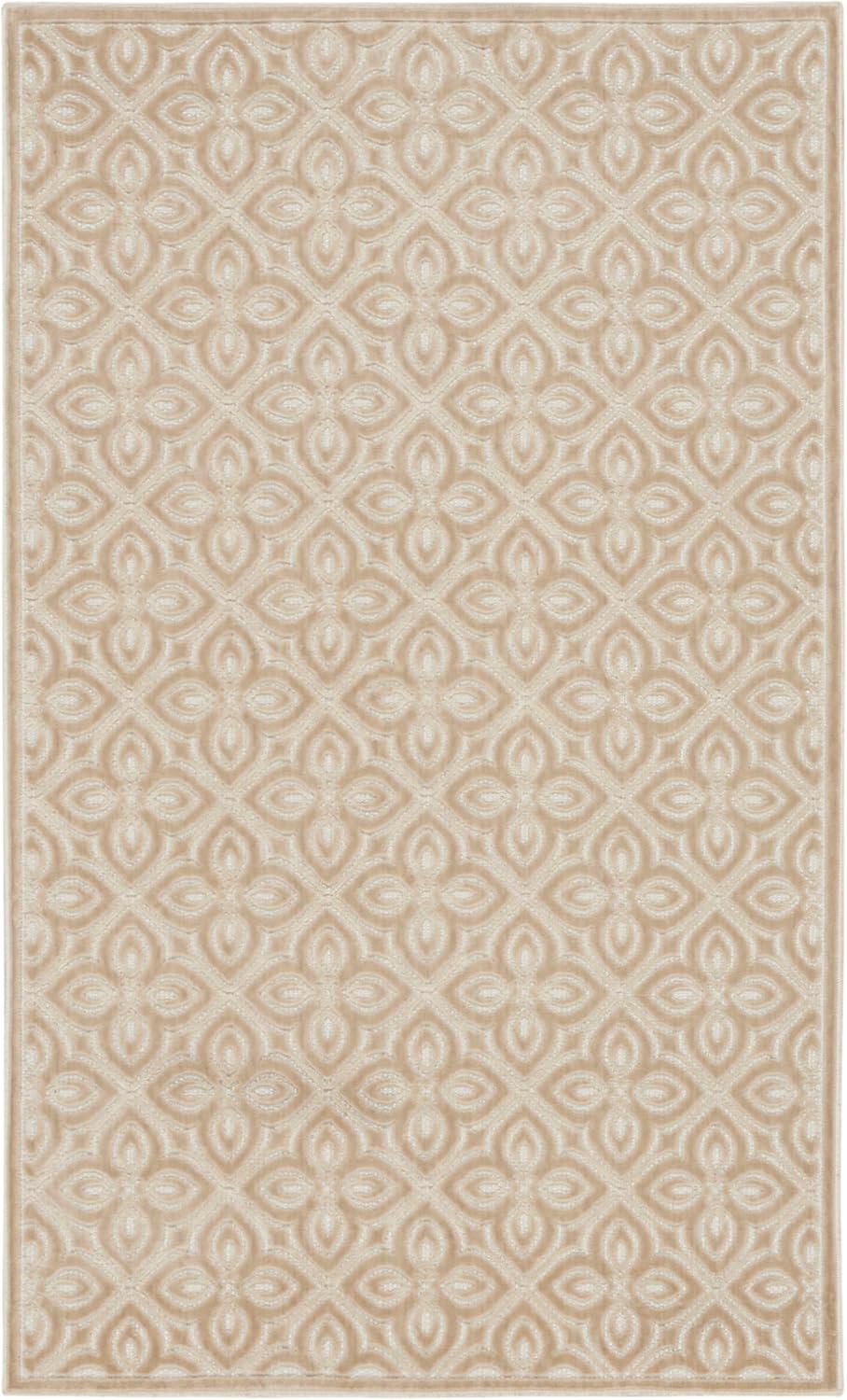 Nourison Home Washable Charm Beige Ivory 2' x 3' Area Rug - Easy Clean, Non Shedding, Bed Room, Living Room, Dining Room, Kitchen (2' x 3')