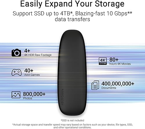 Vista 2 de ASUS Cobble M.2 NVMe® PCIe® Carcasa SSD portátil, USB-C® 3.2 Gen 2x1, velocidades de transferencia de hasta 10 Gbps, resistencia al agua y al polvo