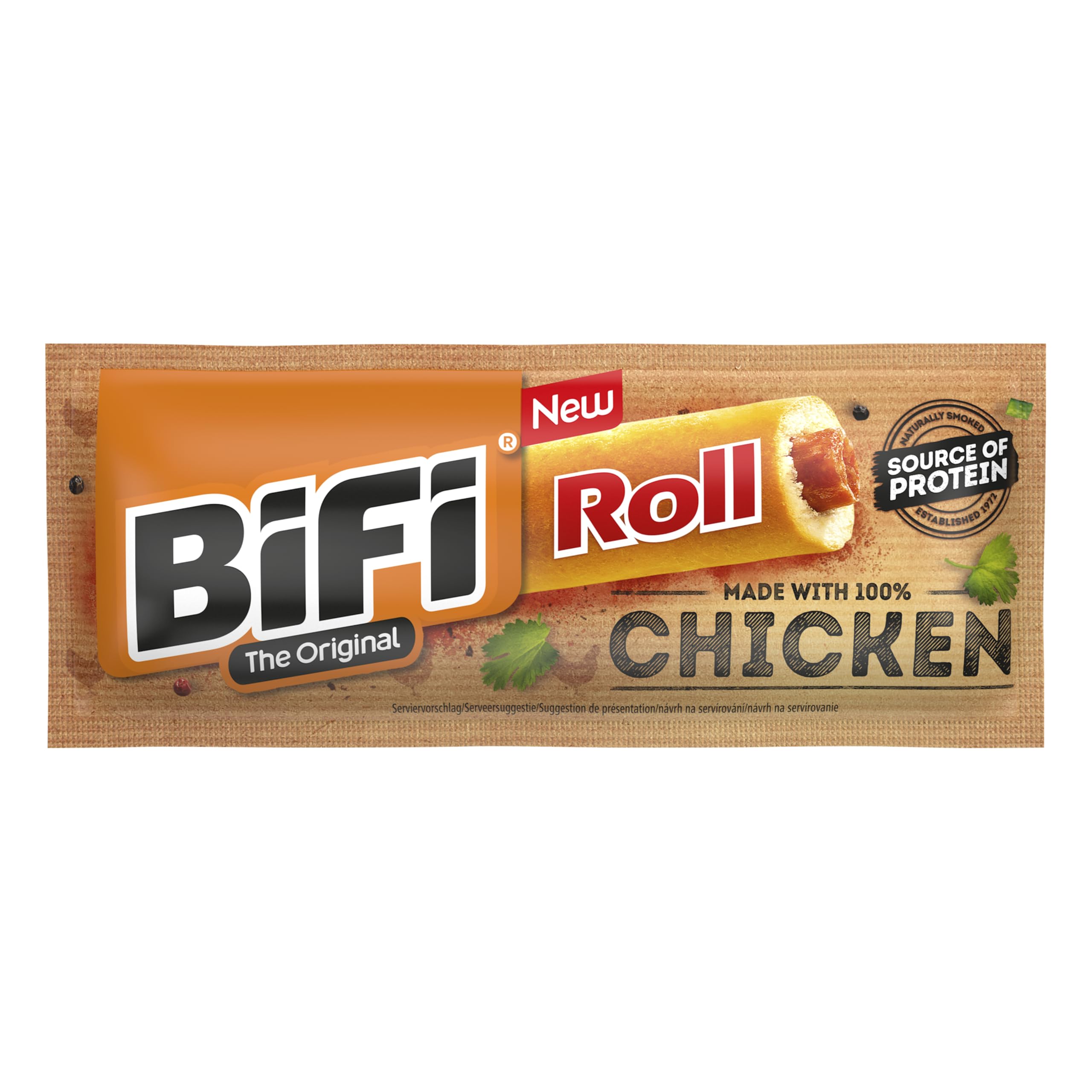BiFi Chicken Roll - 24er Pack (24 x 45g) - Hähnchen-Snack im goldbraunen Teig - herzhafter Snack To Go - für unterwegs, im Büro oder nach dem Sport - 100% Hähnchenfleisch
