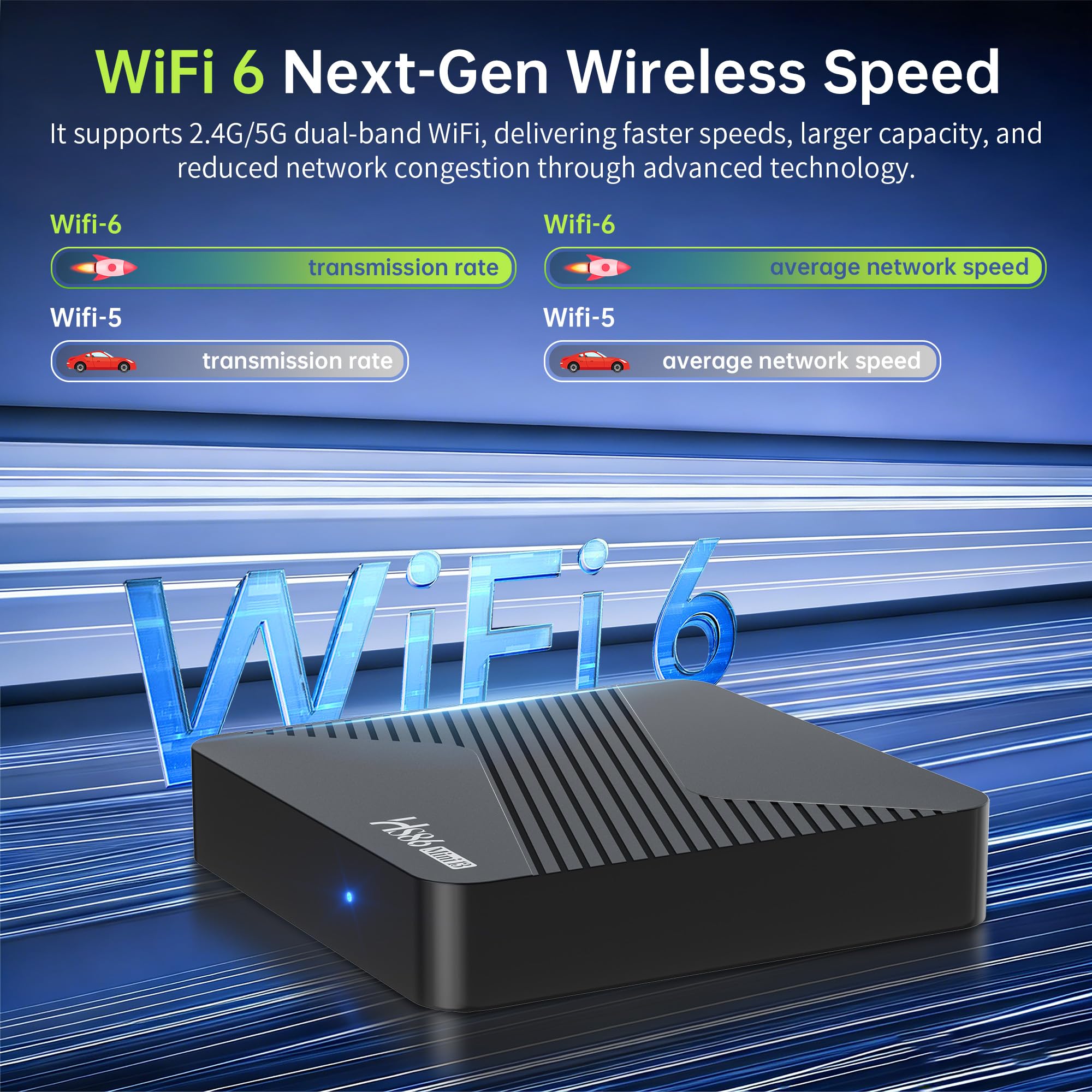 Android TV Box 14.0, Android Box 2GB RAM 16GB ROM, RK3528 Quad-Core, supporta 2.4G/5G Doppio WiFi, 100M Ethernet Ultra HD 8K Smart TV Box