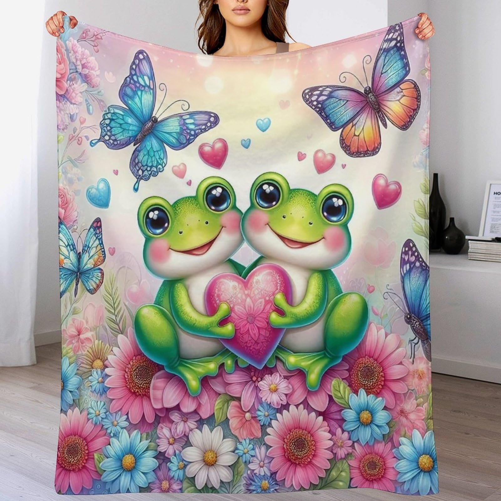 Couverture en polaire grenouille idée cadeau mignon toutes saisons