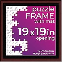 Vista 25 de Poster Palooza Kit de marco de rompecabezas de 20 x 27 pulgadas, incluye hojas de pegamento para rompecabezas, marco de madera marrón