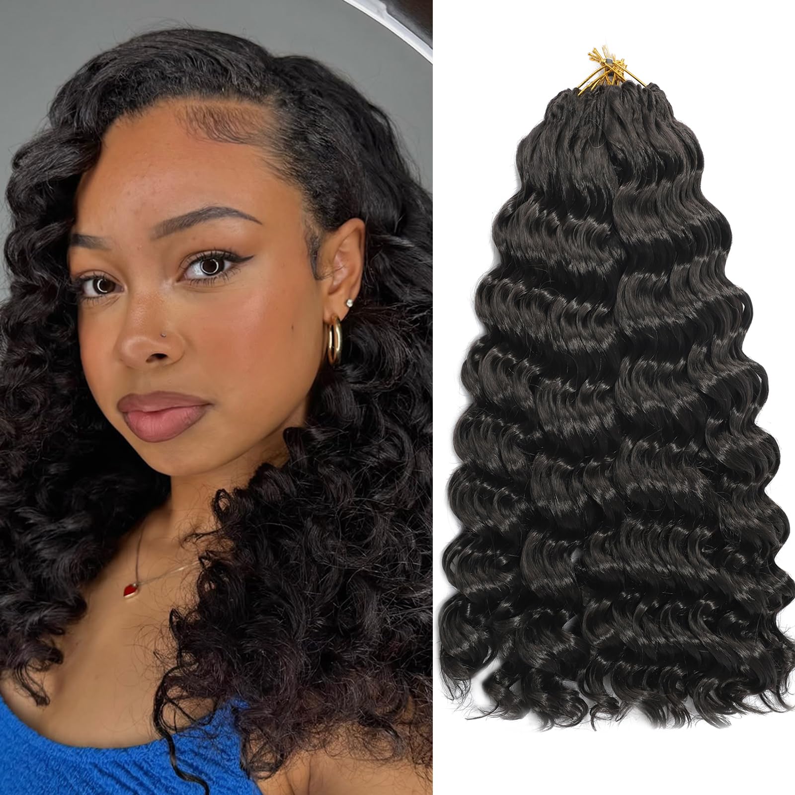AMLUCKS Ocean Wave Crochet Hair 8 Packs Pre Looped Short GoGo Curl Crochet Hair Ombre Curly Deep Wavy Twist Braids Synthetic Braiding Hair Extensions for Women (4#