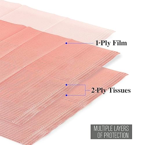 Miniatura 88 de JMU Baberos Dentales 1000, Tejido de 2 Capas Película de 1 Capa, Baberos Dentales Desechables a Granel, Baberos para Tatuajes de 13" x 18" Azules