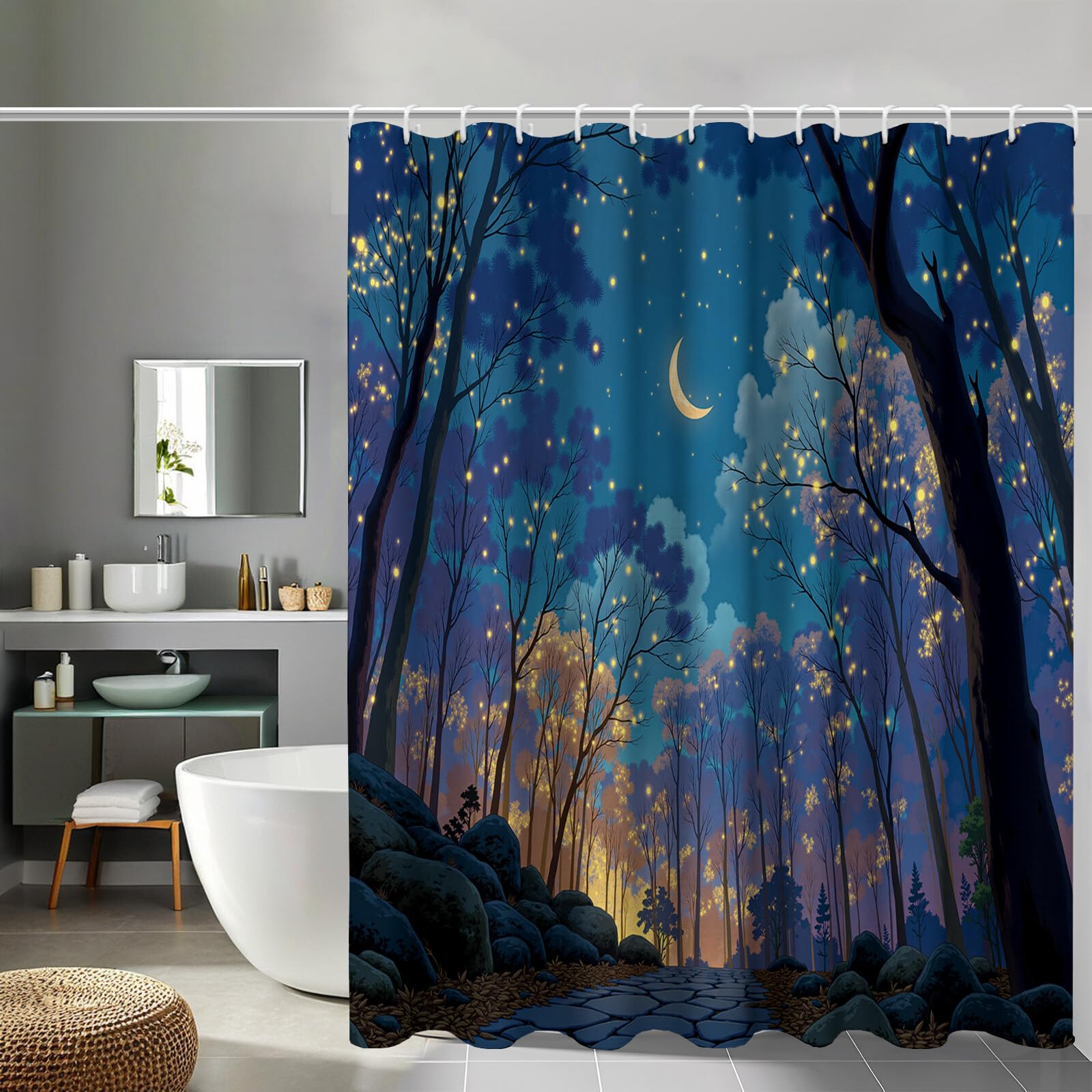 Rideau Douche,Rideau Baignoire Lavable en Machine Rideaux Douche Tissus Lavable Rideau De Baignoire Lavable pour Salle De Bain Domicile Baignoire Famille,Ciel Étoilé,