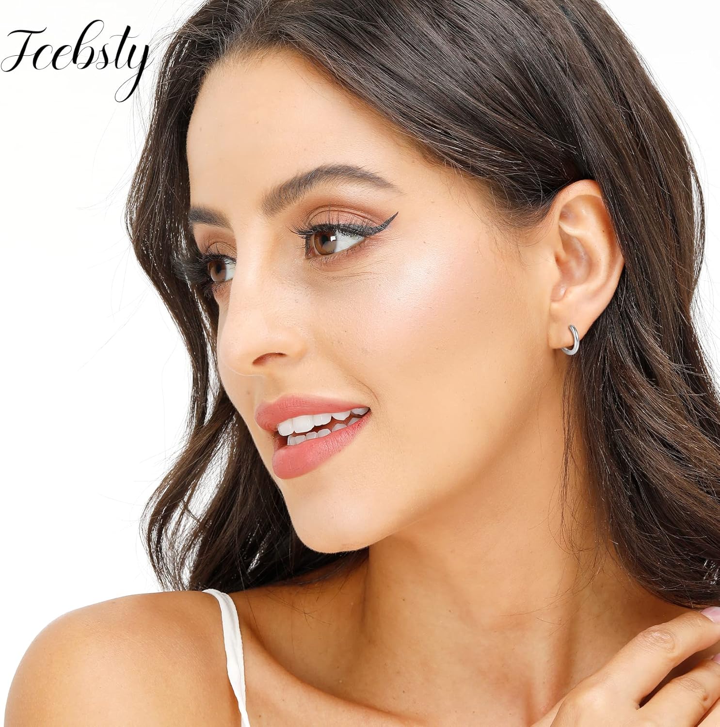 Small Silver Hoop Earrings-Cubic Zirconia Cuff Earrings| 3 Pairs Sterling Silver Hoop Earrings|Tiny Cartilage Hoop Earrings for Women Men (8mm/10mm/12mm) - Image 3