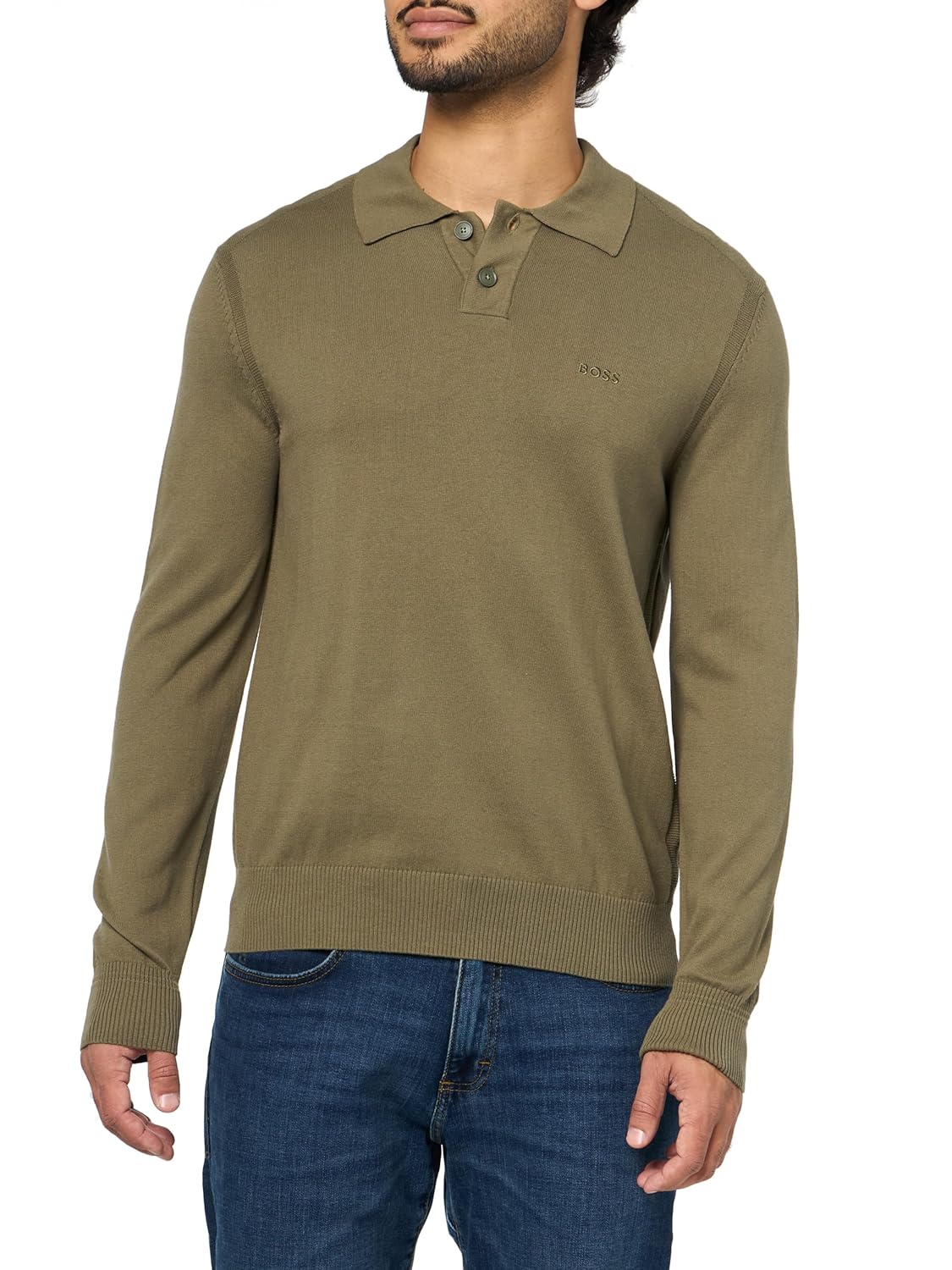 BOSS Small Logo Wool Blend Sweater Kalamata Green S