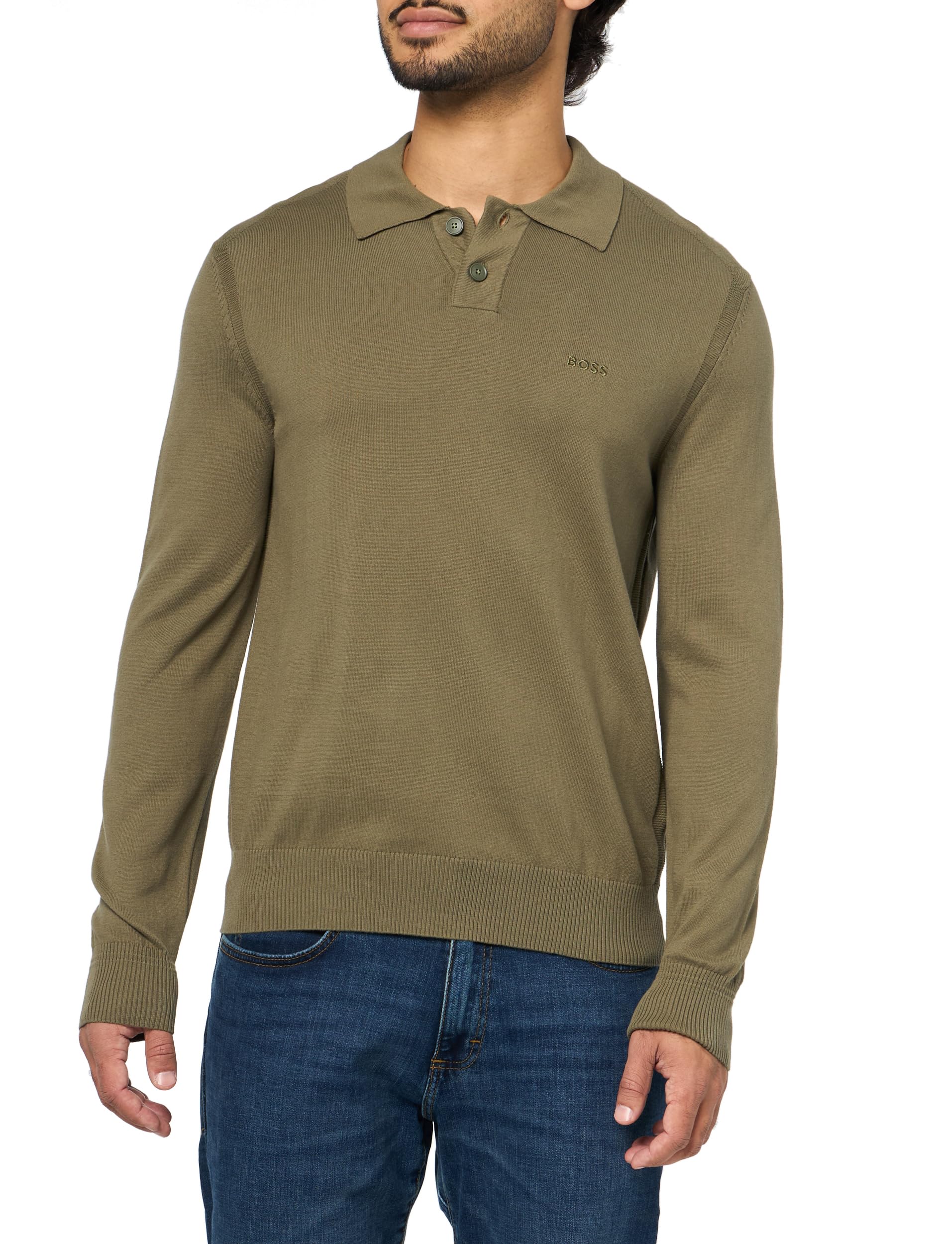 BOSS Small Logo Wool Blend Sweater Kalamata Green S