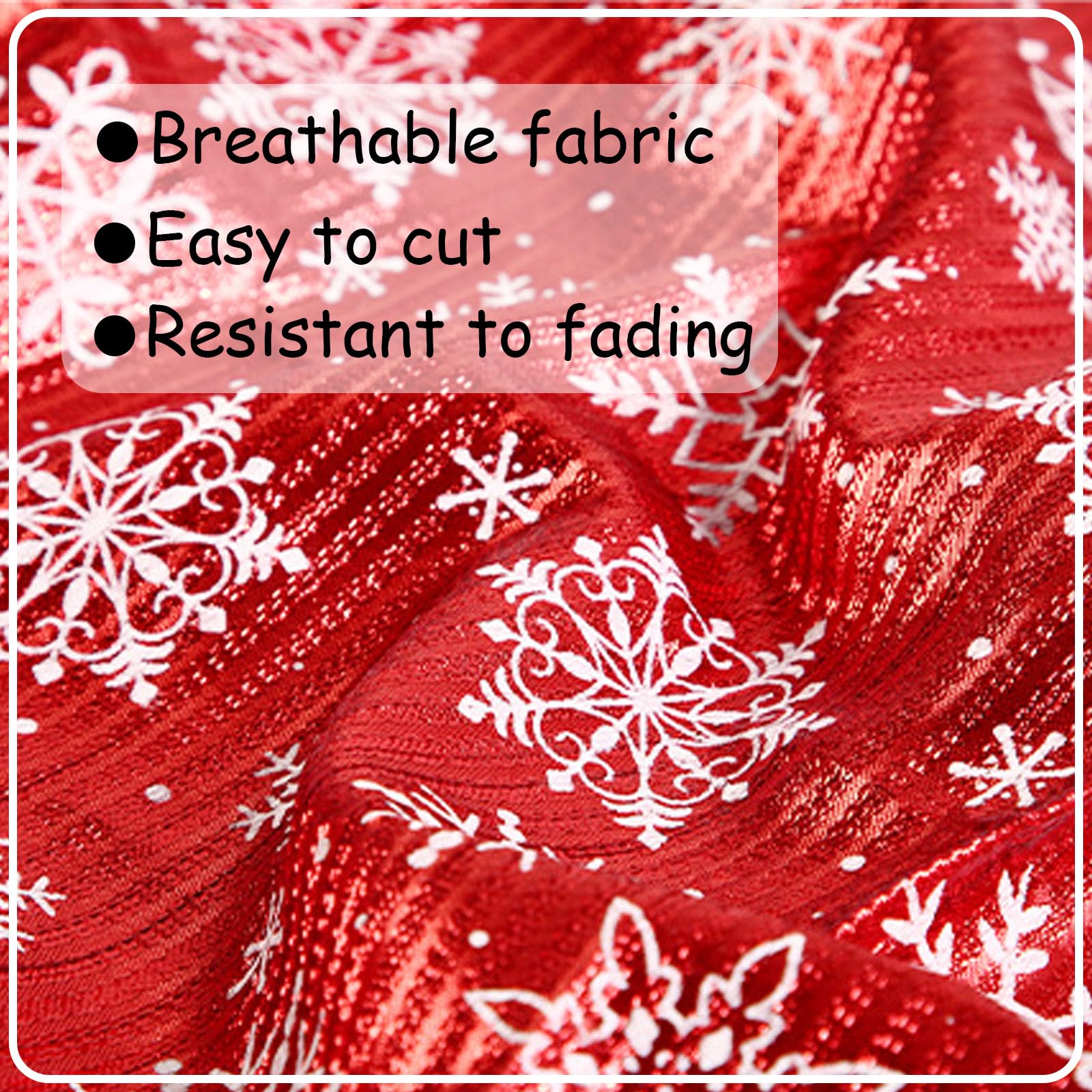 3 yards - Tessuto natalizio dorato, in poliestere, per cucito, fiori, con motivo a fiocchi di neve, per fai da te, abbigliamento, tovaglie, sfondi, scrapbooking (148 cm)